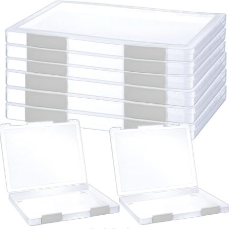 6 Pcs Clear A4 File Portable Project Case, Plastic Storage Box for 8.5" x 11"  Paper, Scrapbook Paper Storage Boxes Documents Magazines Holder with Buckle