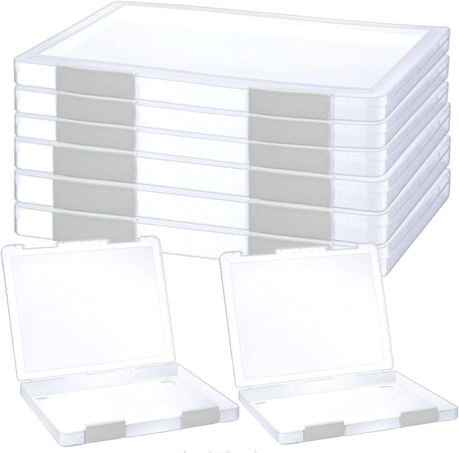 6 Pcs Clear A4 File Portable Project Case, Plastic Storage Box for 8.5" x 11" Paper, Scrapbook Paper Storage Boxes Documents Magazines Holder with Buckle