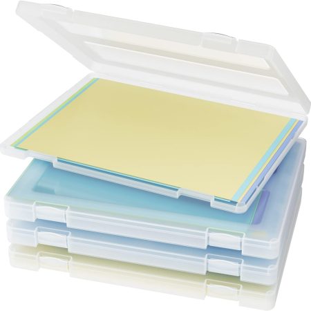 4 Pack A4 Paper Organizer Box, Plastic Scrapbook Paper Organizer Containers for Craft and Arts Storage, Portable Board Game Storage for Art Supplies 8.5" x 11" US