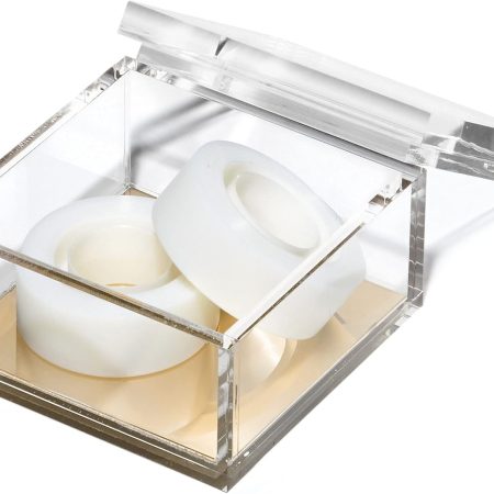 Acrylic Desk Organizer w/Gold Base – Functional & Elegant Odds & Ends Box for Display or Storage – Perfect for Home or Office, Kitchen, Bathroom Vanity, Curio Display - Medium